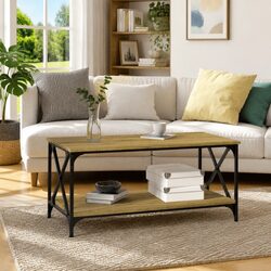 Compact and Elegant Coffee Table with Open Shelf