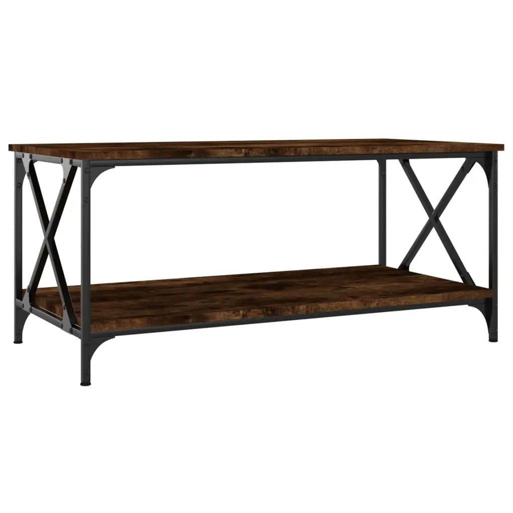 Coffee Table Brown 100x50x45cm with Storage Shelf