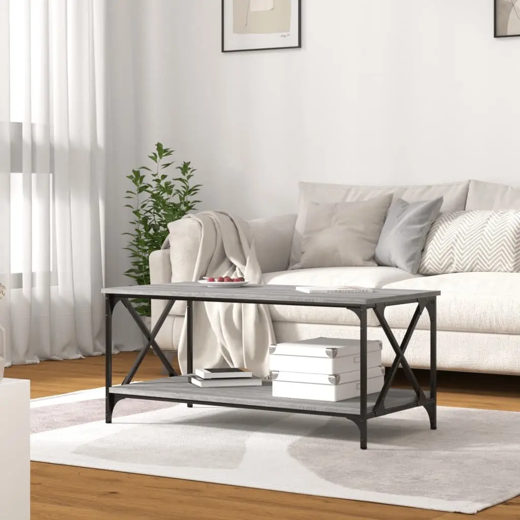 Coffee Table Grey Sonoma Living Room Furniture Open Shelf Storage Accent Design
