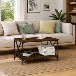 Sturdy Coffee Table with Open Shelf for Storage