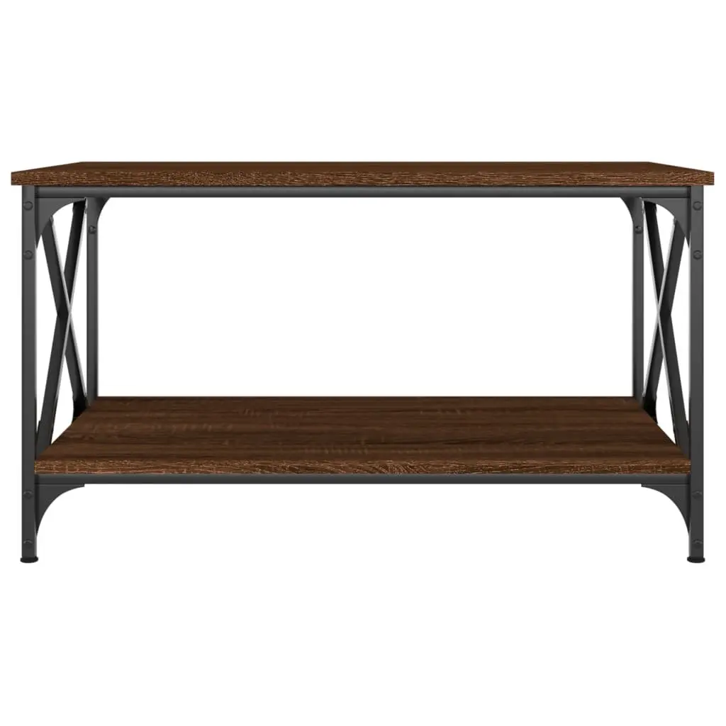 Coffee Table Brown Oak 80x50x45 cm Open Shelf Storage