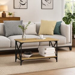 Compact Brown Coffee Table with Ample Storage