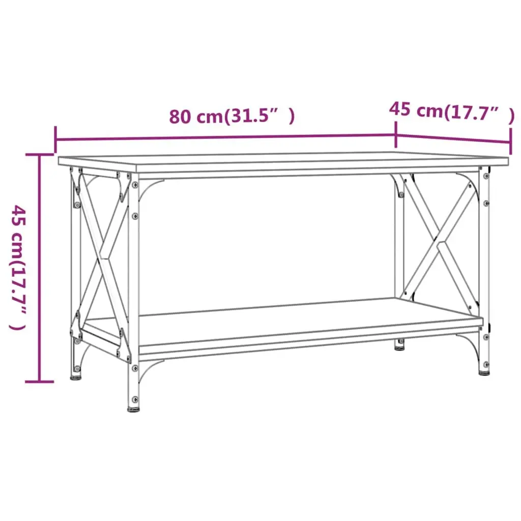 Coffee Table Brown Engineered Wood Open Shelf Living Room Accent Storage