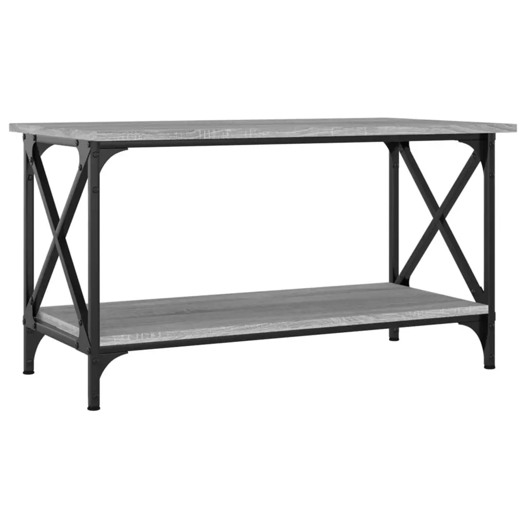 Coffee Table Grey 80W x 45D x 45H cm Open Shelf Storage Living Room Accent Furniture