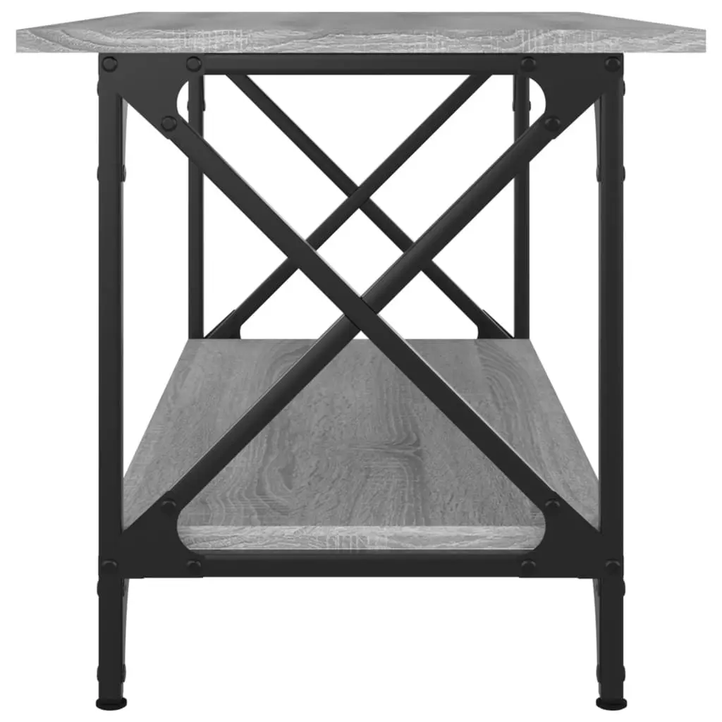 Coffee Table Grey 80W x 45D x 45H cm Open Shelf Storage Living Room Accent Furniture
