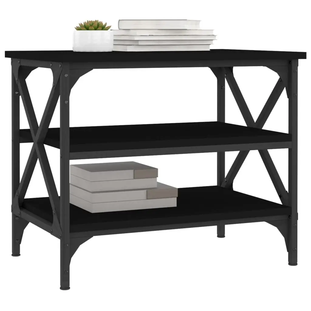 Side Table Black 55x38x45cm Storage Industrial Style