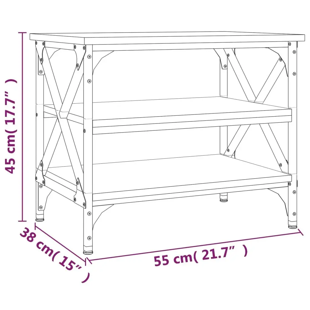 Side Table Black 55x38x45cm Storage Industrial Style