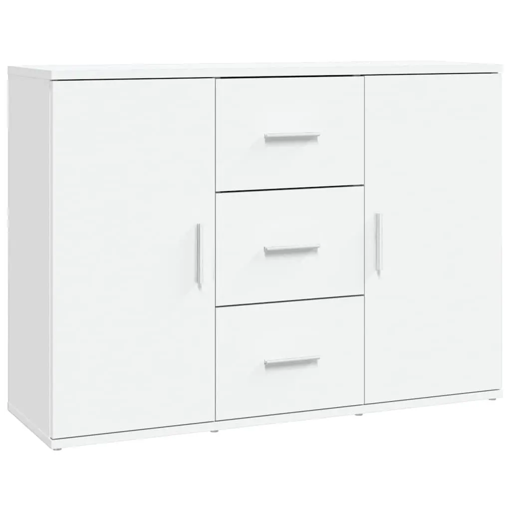 White Sideboard Storage Cabinet 91x29.5x65cm Engineered Wood Buffet 2 Doors 3
