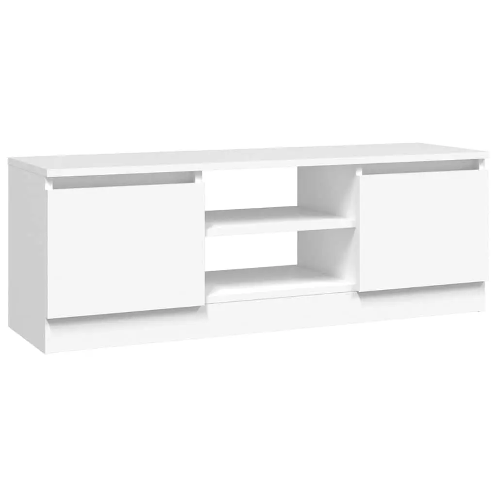 White TV Cabinet with Door for Media Storage