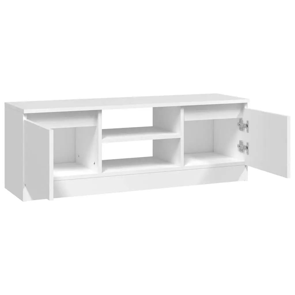 White TV Cabinet with Door for Media Storage