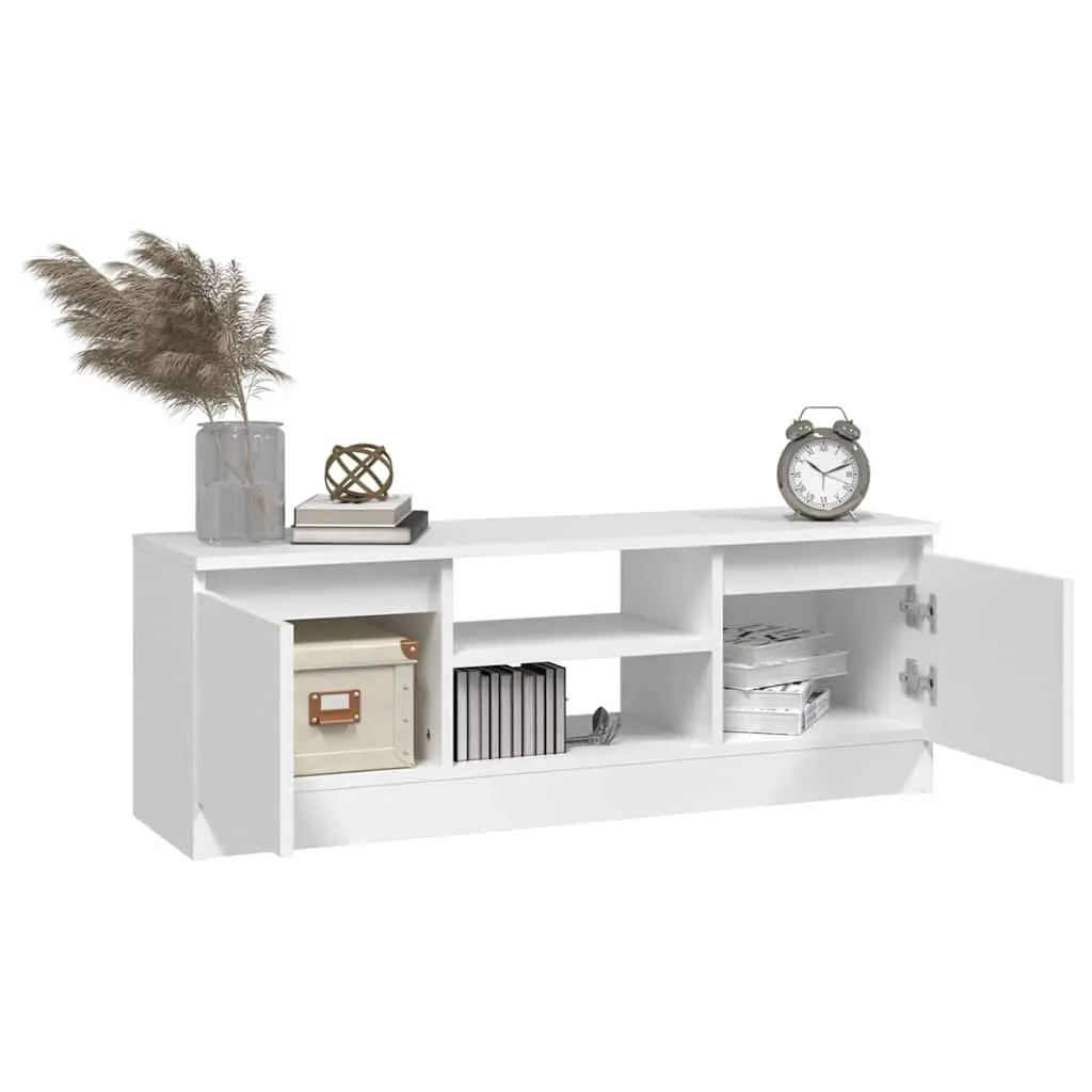 White TV Cabinet with Door for Media Storage