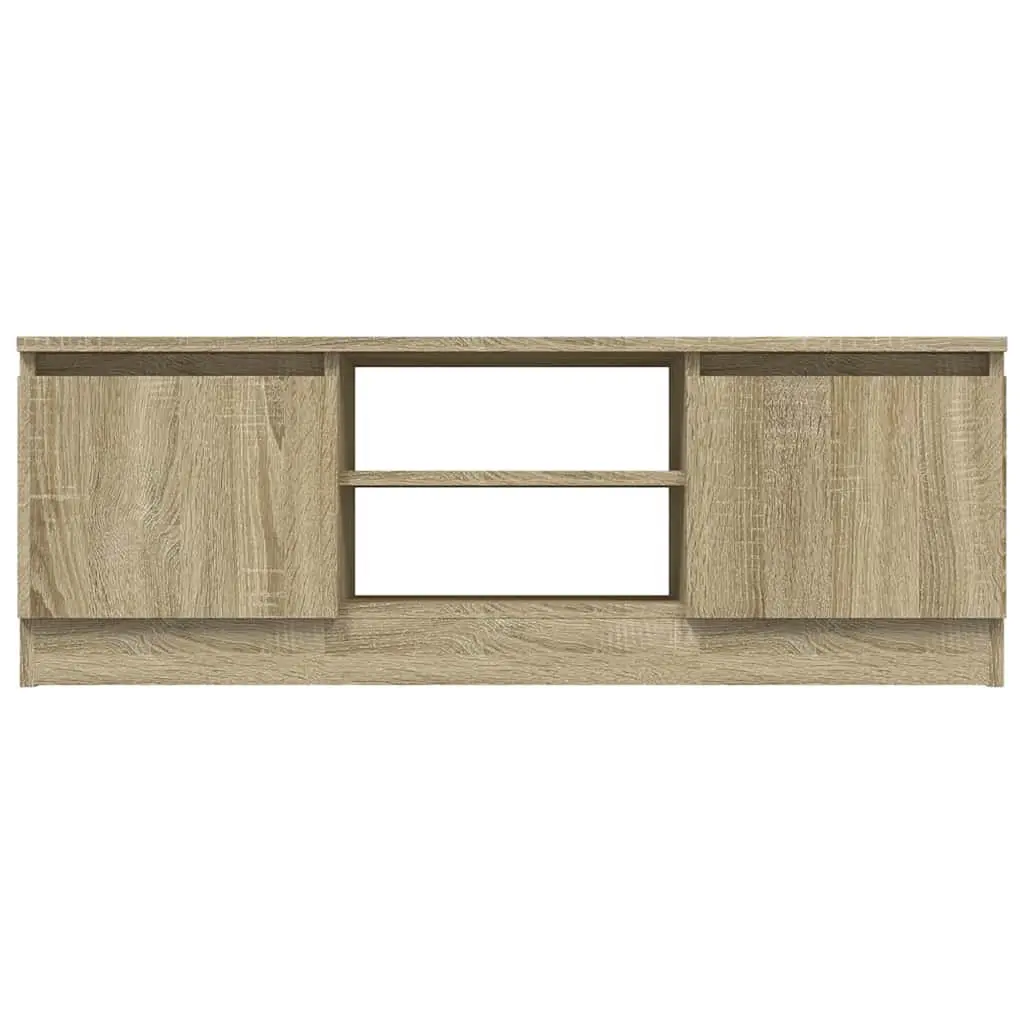 TV Cabinet Brown Engineered Wood 2 Compartments Shelves Storage Unit
