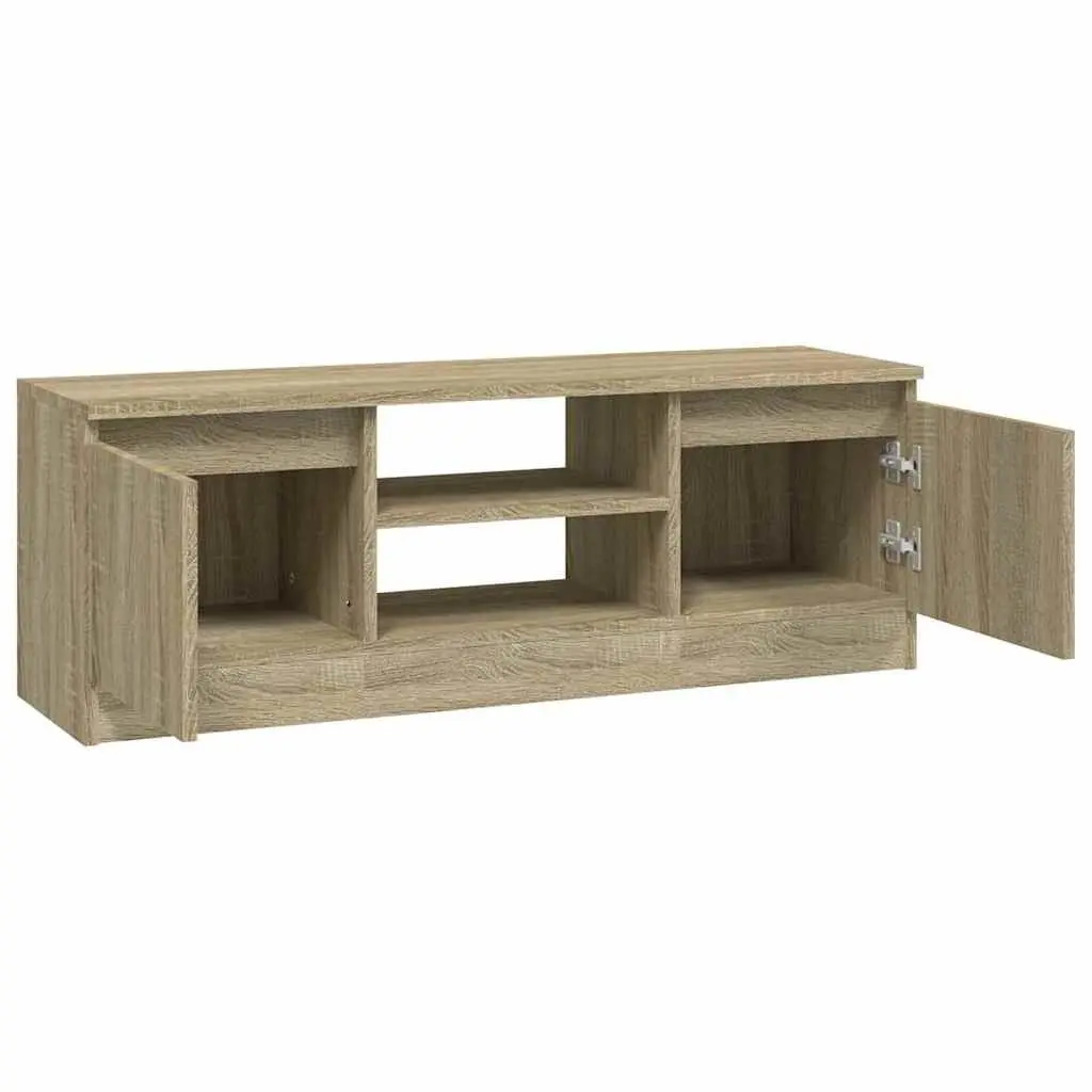 TV Cabinet Brown Engineered Wood 2 Compartments Shelves Storage Unit