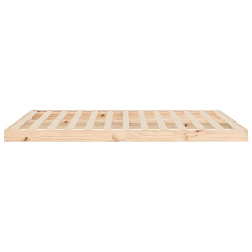 Solid Wood Pine Bed Frame 135x190 cm Slatted Base Brown Wooden Bedroom Furniture