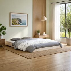 White Bed Frame 135x190 cm in Solid Pine Wood