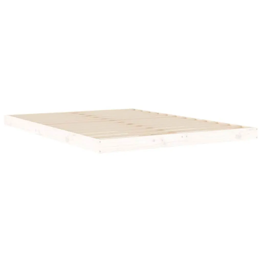 White Bed Frame 135x190 cm in Solid Pine Wood