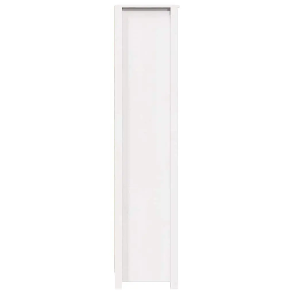 Highboard White Solid Pine Wood Storage Cabinet with 3 Open Compartments and 2 Doors