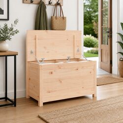 Brown Wooden Bench with Storage Compartment
