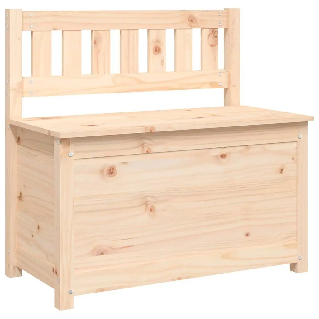 Wooden Bench Brown Solid Pine Wood Storage with Backrest