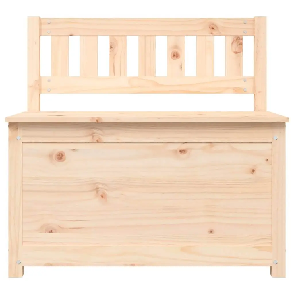 Wooden Bench Brown Solid Pine Wood Storage with Backrest
