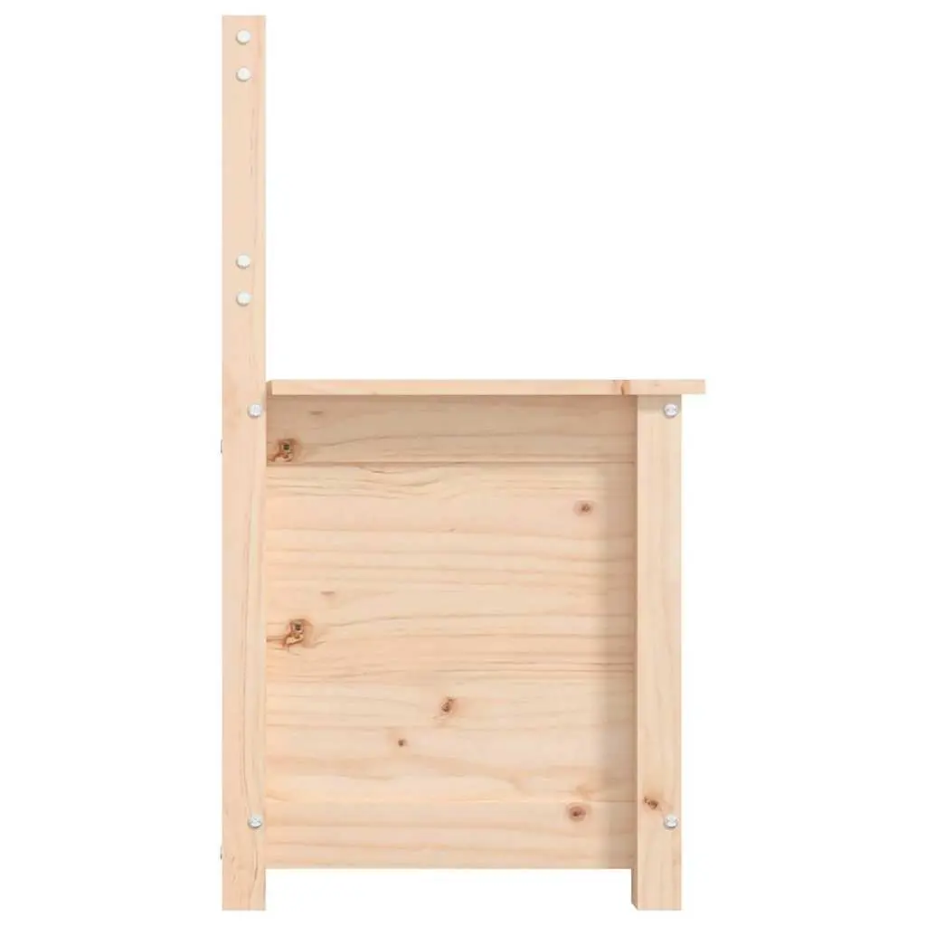 Wooden Bench Brown Solid Pine Wood Storage with Backrest