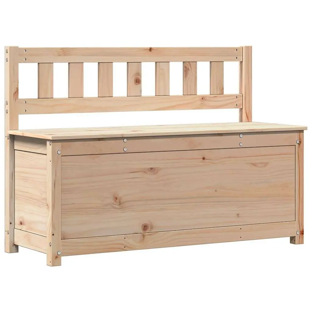 Solid Pine Wood Storage Bench Backrest Brown 110x41x76.5cm Living Room