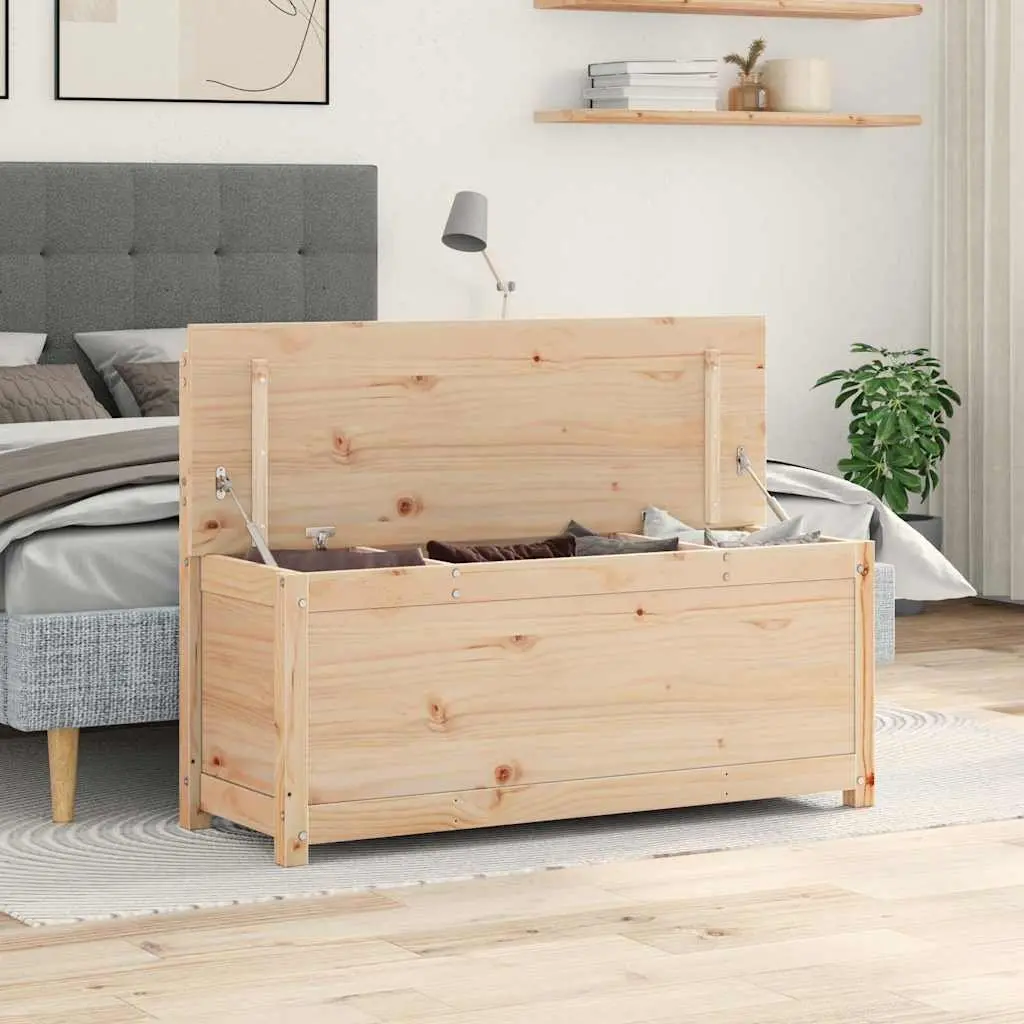 Solid Pine Wood Storage Bench Backrest Brown 110x41x76.5cm Living Room