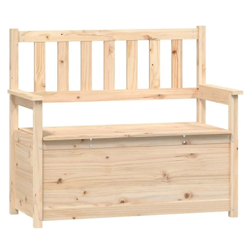 Storage Bench Brown Solid Pine Wood 112.5x51.5x96.5cm Backrest Armrests