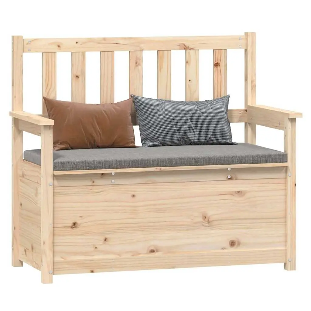 Storage Bench Brown Solid Pine Wood 112.5x51.5x96.5cm Backrest Armrests