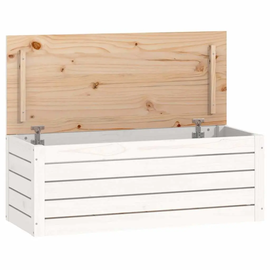 Storage Box White 89x36.5x33 cm Solid Pine Wood Chest Organiser with Hinged Lid