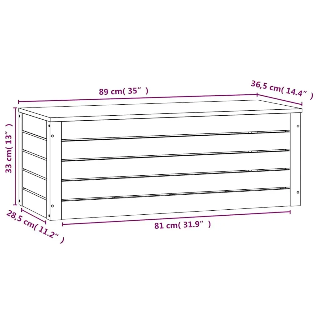 Storage Box White 89x36.5x33 cm Solid Pine Wood Chest Organiser with Hinged Lid
