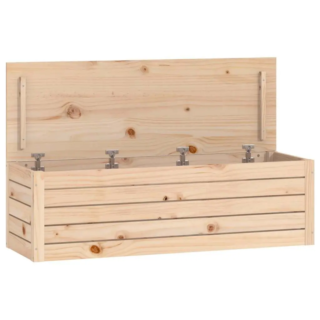Storage Box Brown Solid Pine Wood Chest Trunk Organiser Spacious Interior