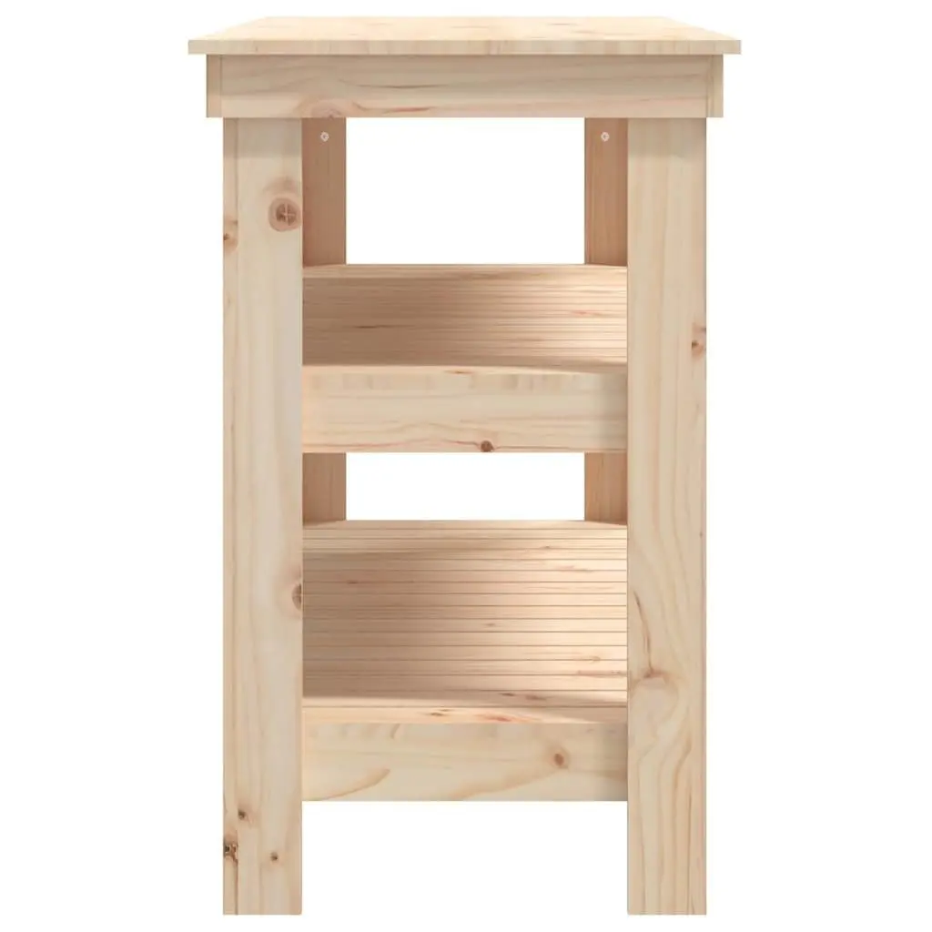 Work Bench Brown Solid Wood Pine 110.5x50x80cm Storage Table with Shelves