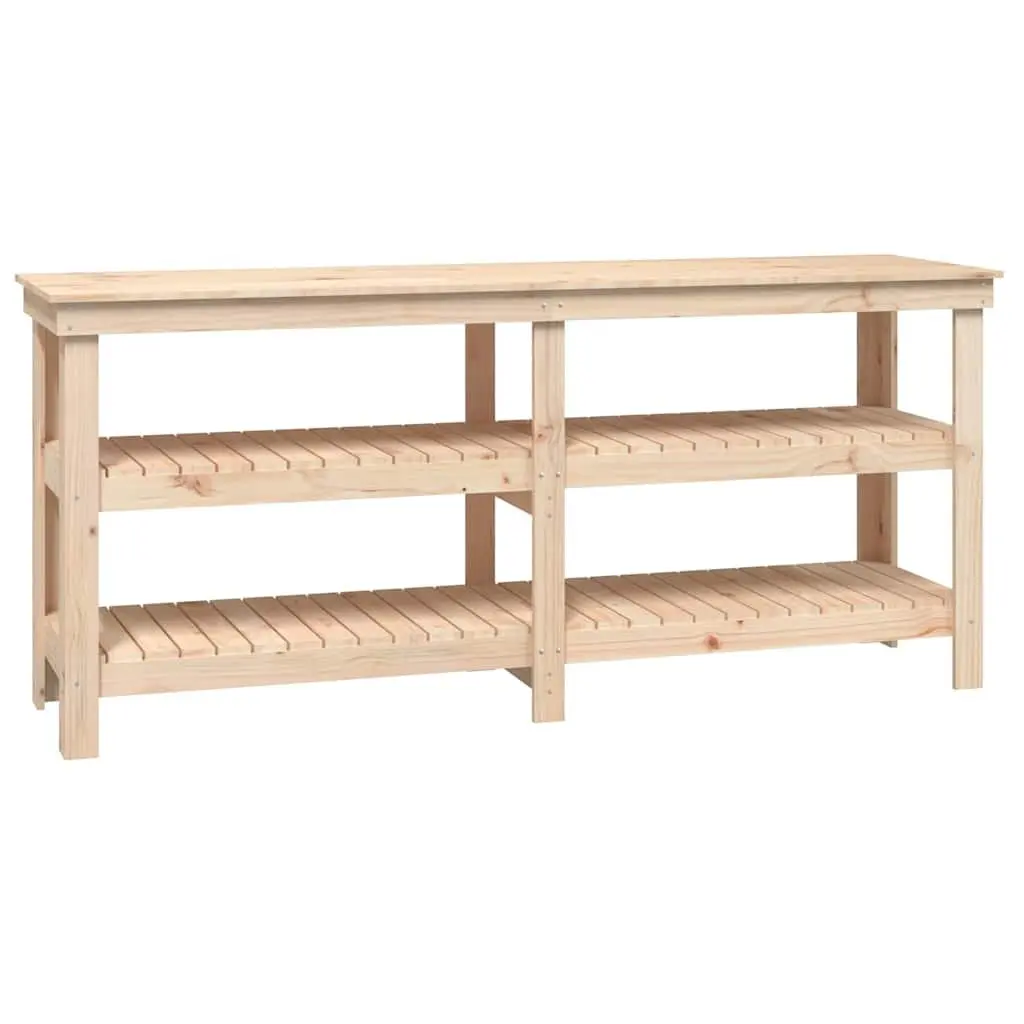 Work Bench Brown Solid Wood Pine 181x50x80 cm Sturdy Frame with Storage Shelves