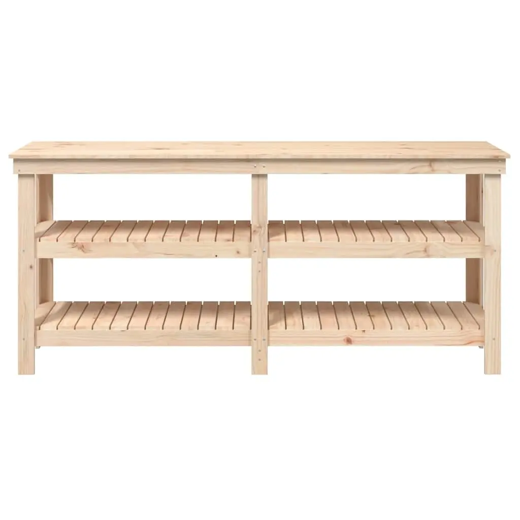 Work Bench Brown Solid Wood Pine 181x50x80 cm Sturdy Frame with Storage Shelves
