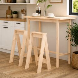 Compact Wooden Bar Stools Set of 2 - Simple and Functional