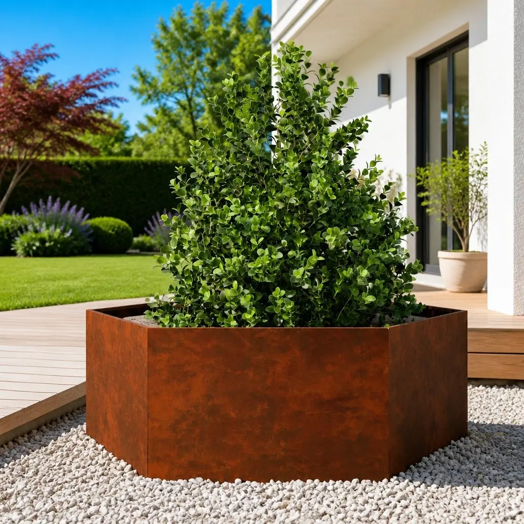 Raised Planter Box Brown Large Corten Steel Weathering Resistant Durable Garden Bed