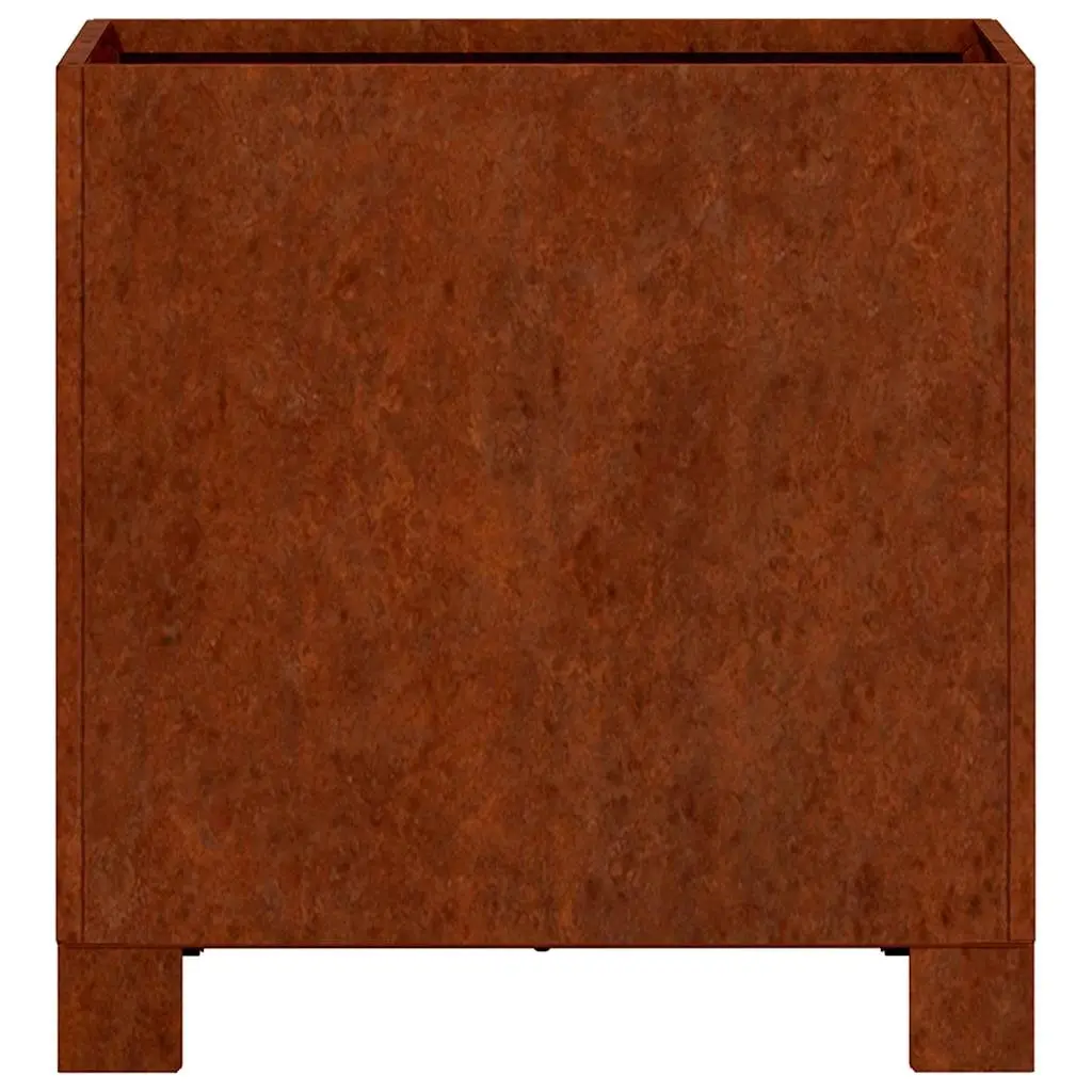 Planters with Legs Brown 30x30x30 cm Durable Corten Steel Outdoor Raised Flower Box Set of 2