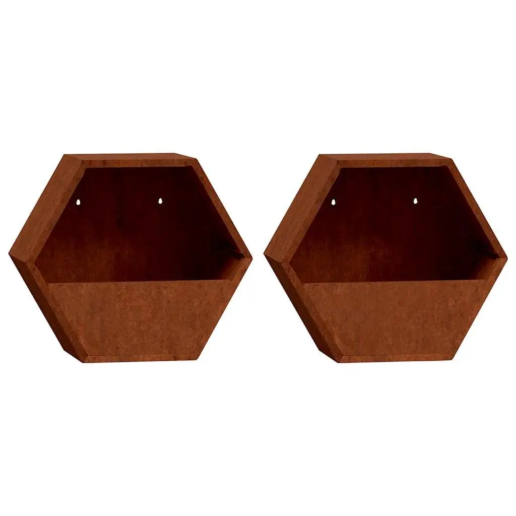 Wall Planters Brown 46x10x40 cm Corten Steel 2 Piece Garden Balcony Patio Decor Box
