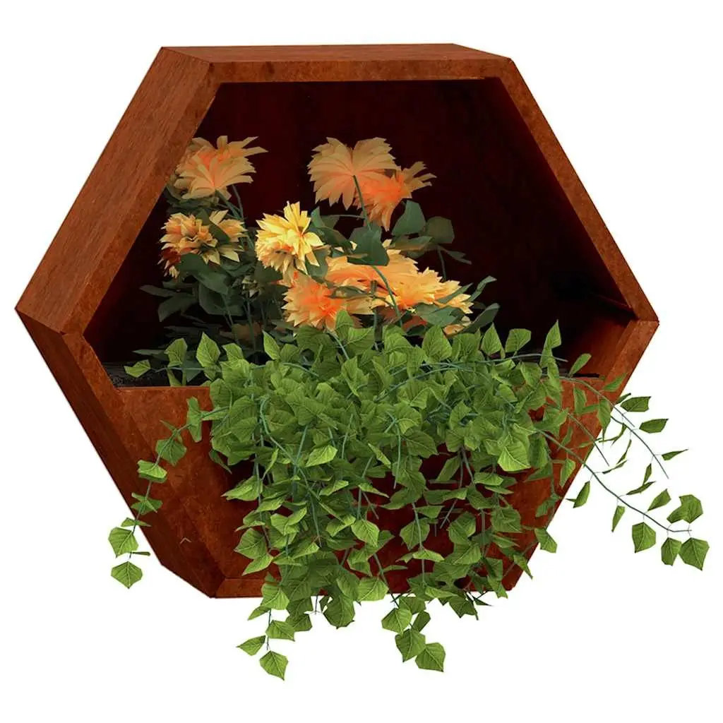 Wall Planters Brown 46x10x40 cm Corten Steel 2 Piece Garden Balcony Patio Decor Box