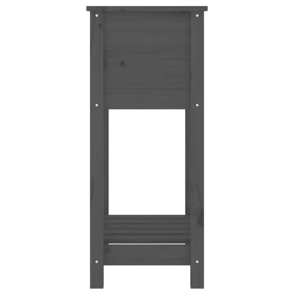 Raised Garden Flower Box Grey Wooden Planter with Shelf Solid Pine Ergonomic Height 54 x 34.5 x 81 cm