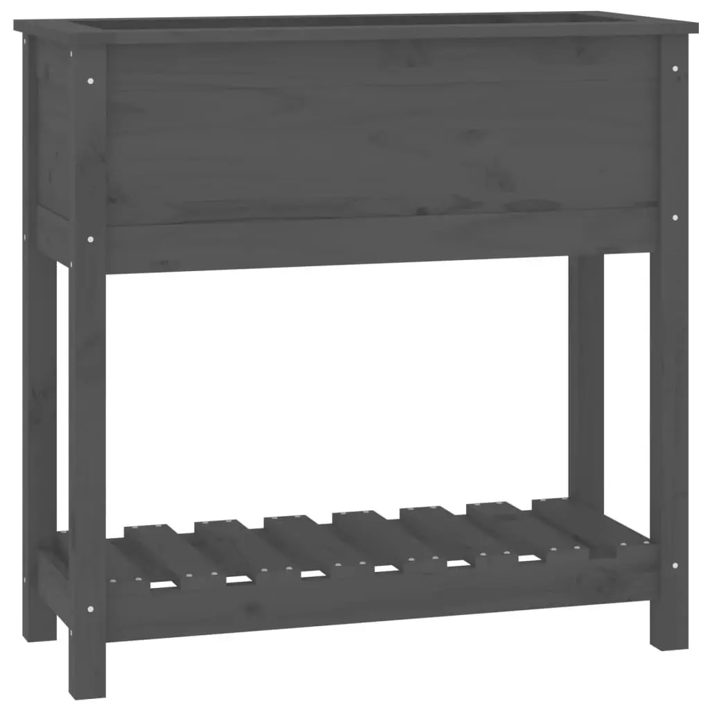 Wooden Garden Planter Grey 82.5 x 34.5 x 81 cm Raised Bed with Shelf Storage