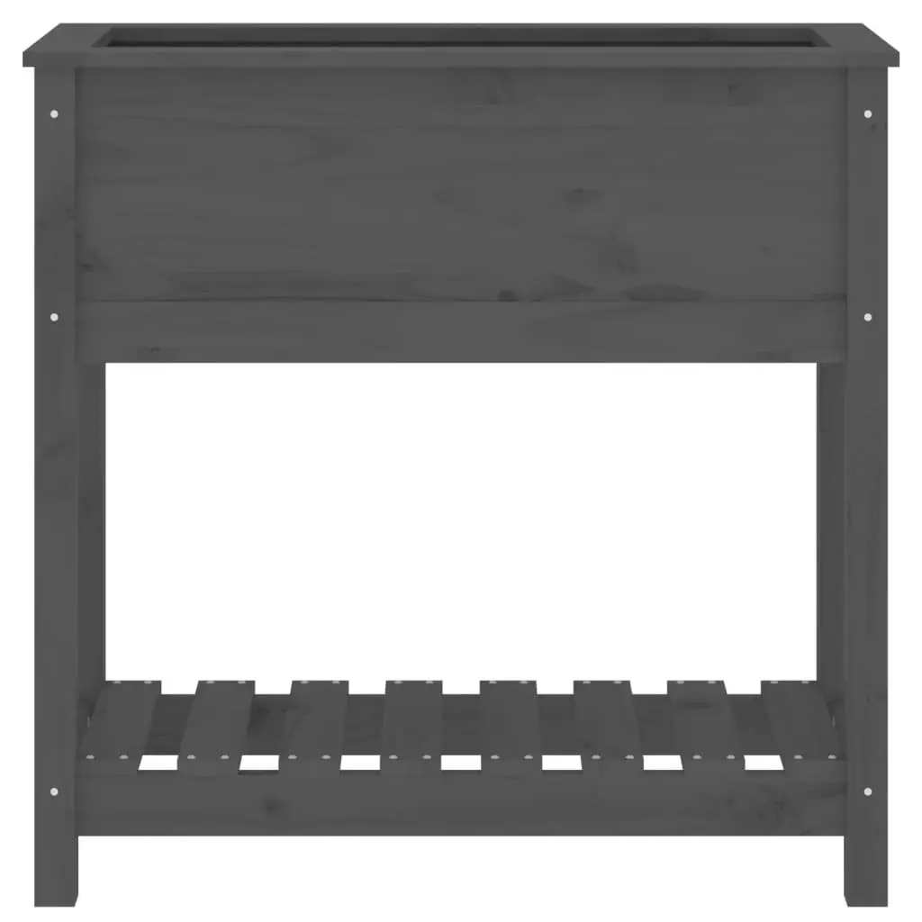 Wooden Garden Planter Grey 82.5 x 34.5 x 81 cm Raised Bed with Shelf Storage