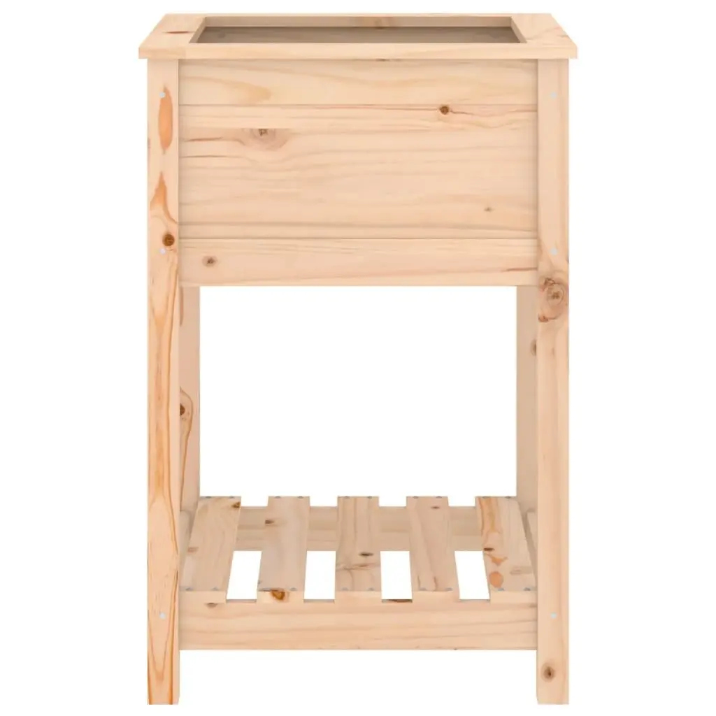 Wooden Planter Brown 54x54x81cm Raised Flower Bed with Shelf
