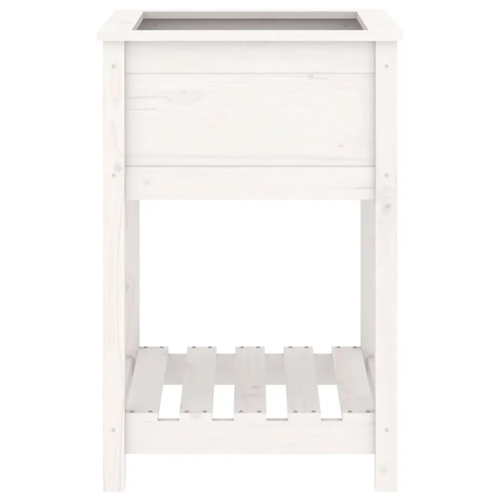 Wooden Planter White 54x54x81cm Raised Garden Flower Pot with Shelf