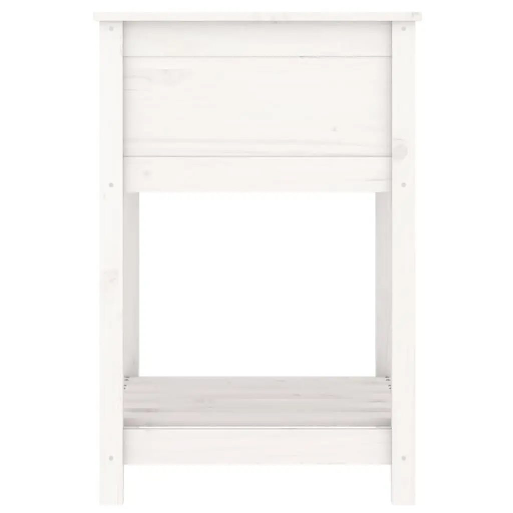 Wooden Planter White 54x54x81cm Raised Garden Flower Pot with Shelf