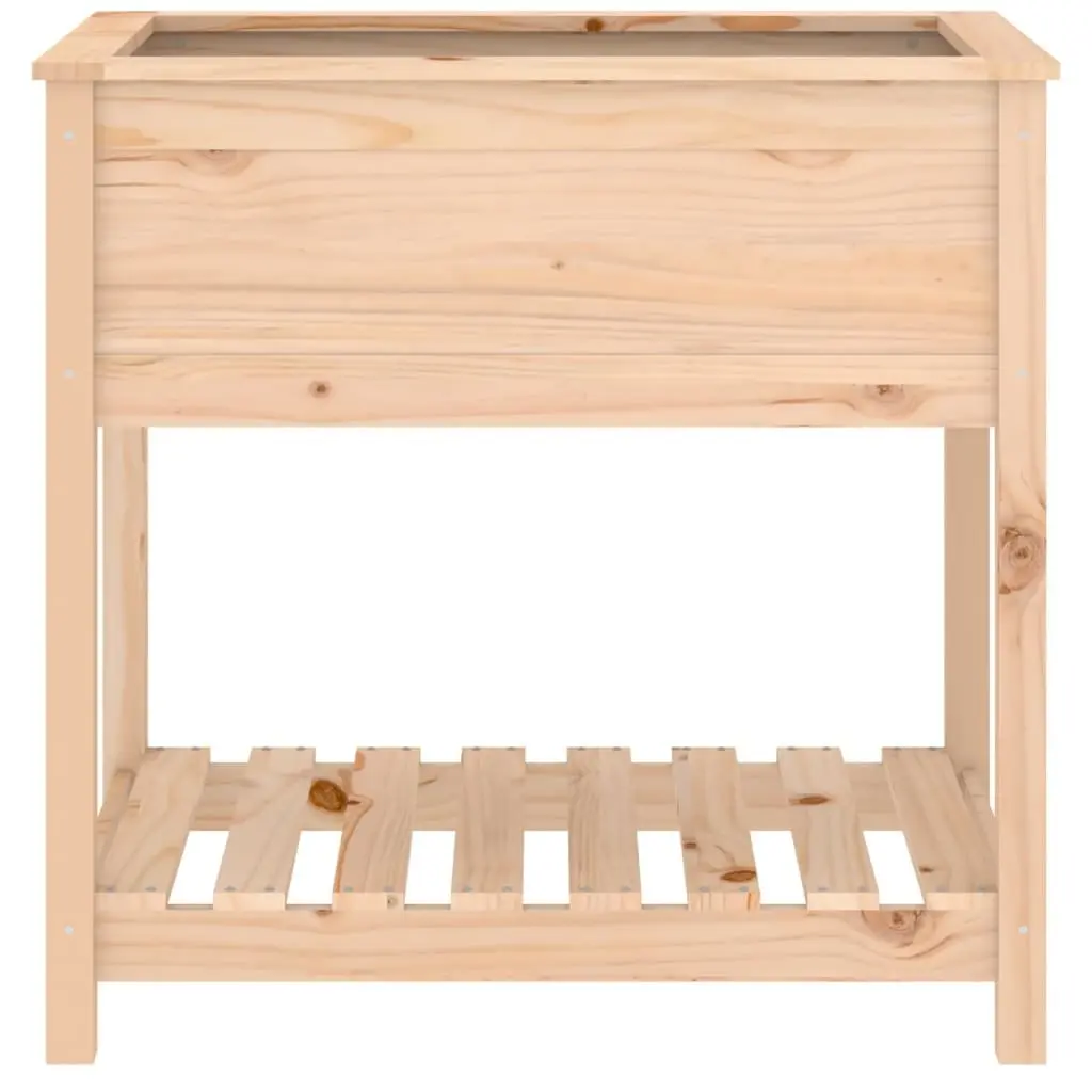 Raised Wooden Planter Brown 82.5x54x81 cm Solid Pine Ergonomic Height with Shelf