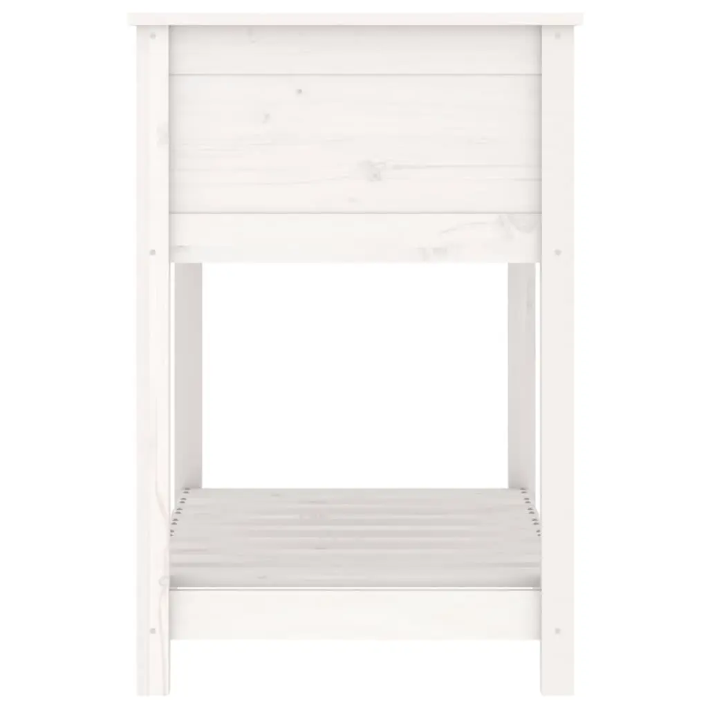 Wooden Planter with Shelf White Garden Raised Bed Flower Box Storage