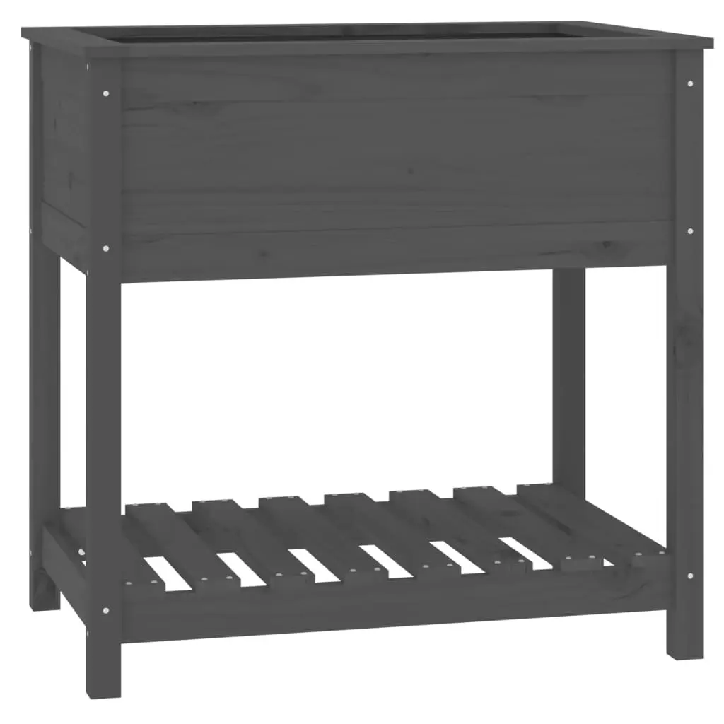 Wooden Planter Box with Shelf Grey Garden Flower Bed Raised Herb Vegetable Pot