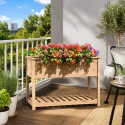 Wooden Planter with Shelf for Garden Enthusiasts